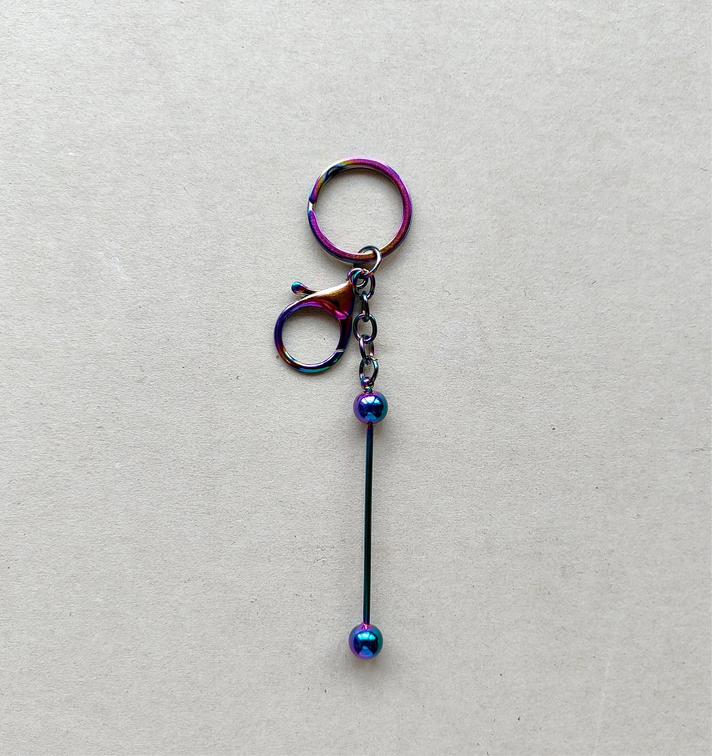 5Pcs/Set Mix Color Beadable KeyChain Bar Jewelry Crafts Blank Metal Keyring  Hook Beadable Keychain DIY