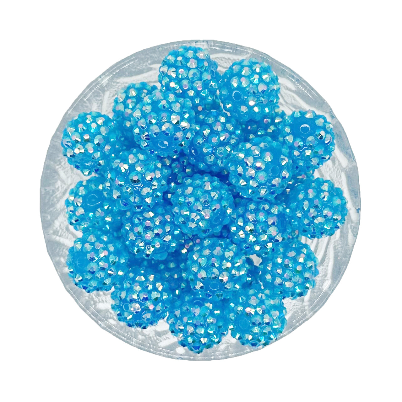 16mm Lake Blue Rhinestone Bubblegum Beads