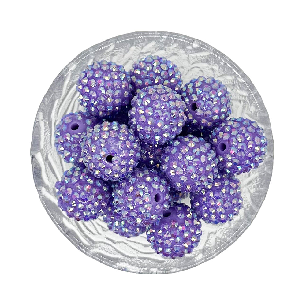 20mm Lavender Rhinestone Bubblegum Acrylic Beads