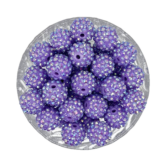 16mm Lavender Rhinestone Bubblegum Beads
