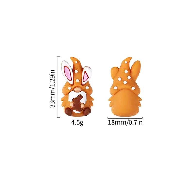 3D Bunny Easter Gnome Silicone Focal Bead