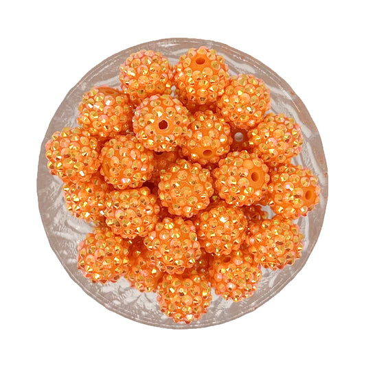 16mm Orange Rhinestone Bubblegum Beads