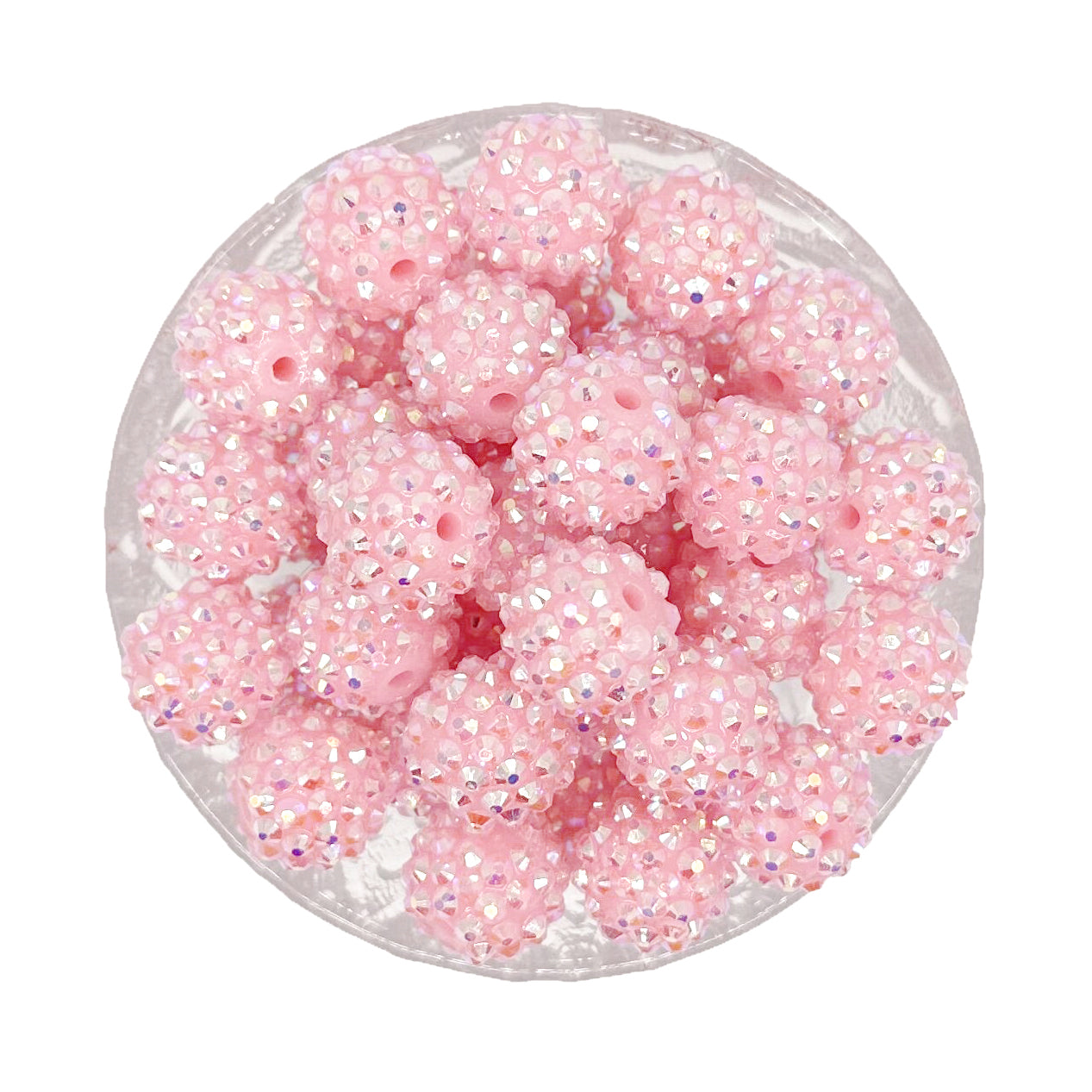 16/20mm Light Rose Rhinestone Bubblegum Acrylic Beads