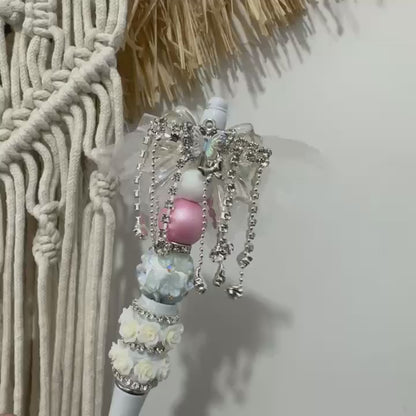 Fancy Butterfly Dangle Beads, Lace Bowknot Acrylic Beads