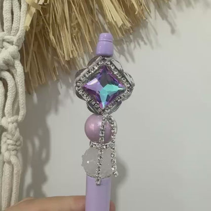 Sparkling Purple Square Gem Beads, Bling Dangly Beads,Pen Focal