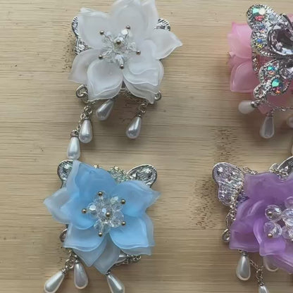 Fancy 3D Flower Beads, Sparkle Crystal Butterfly Beads For Pen Charm