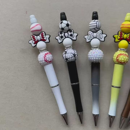 6Pcs Sport Ball Theme Beadable Pen DIY Kit