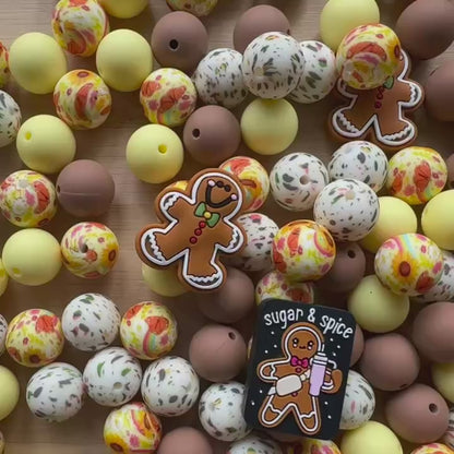 Gingerbread Man Silicone Beads Mixed Pack