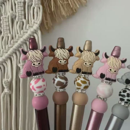 5Pcs Beadable Pens DIY Highland Cow Kit