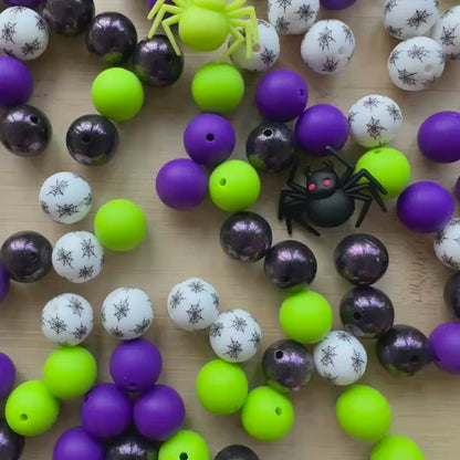 24/48Pcs Assorted Spider Silicone Beads Mix