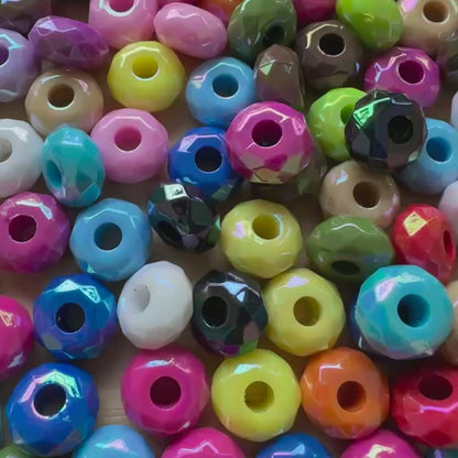 15mm Colorful Acrylic Faceted Spacer Beads