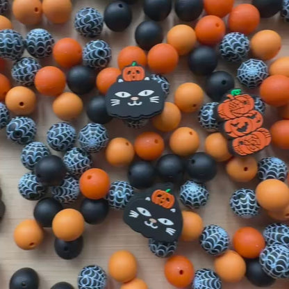 Spooky Pumpkin Cat Silicone Beads Mixed Pack