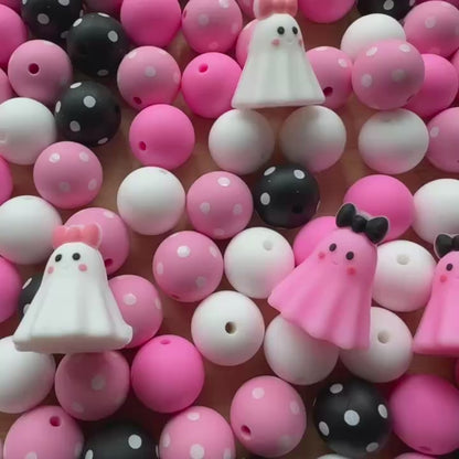 Assorted Halloween Ghost Silicone Beads Mixed Pack