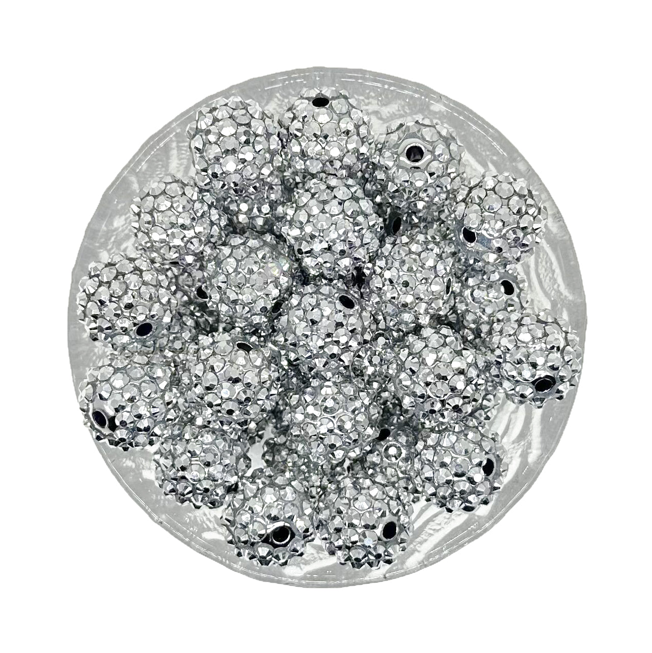 16/20mm Silver Rhinestone Bubblegum Acrylic Beads