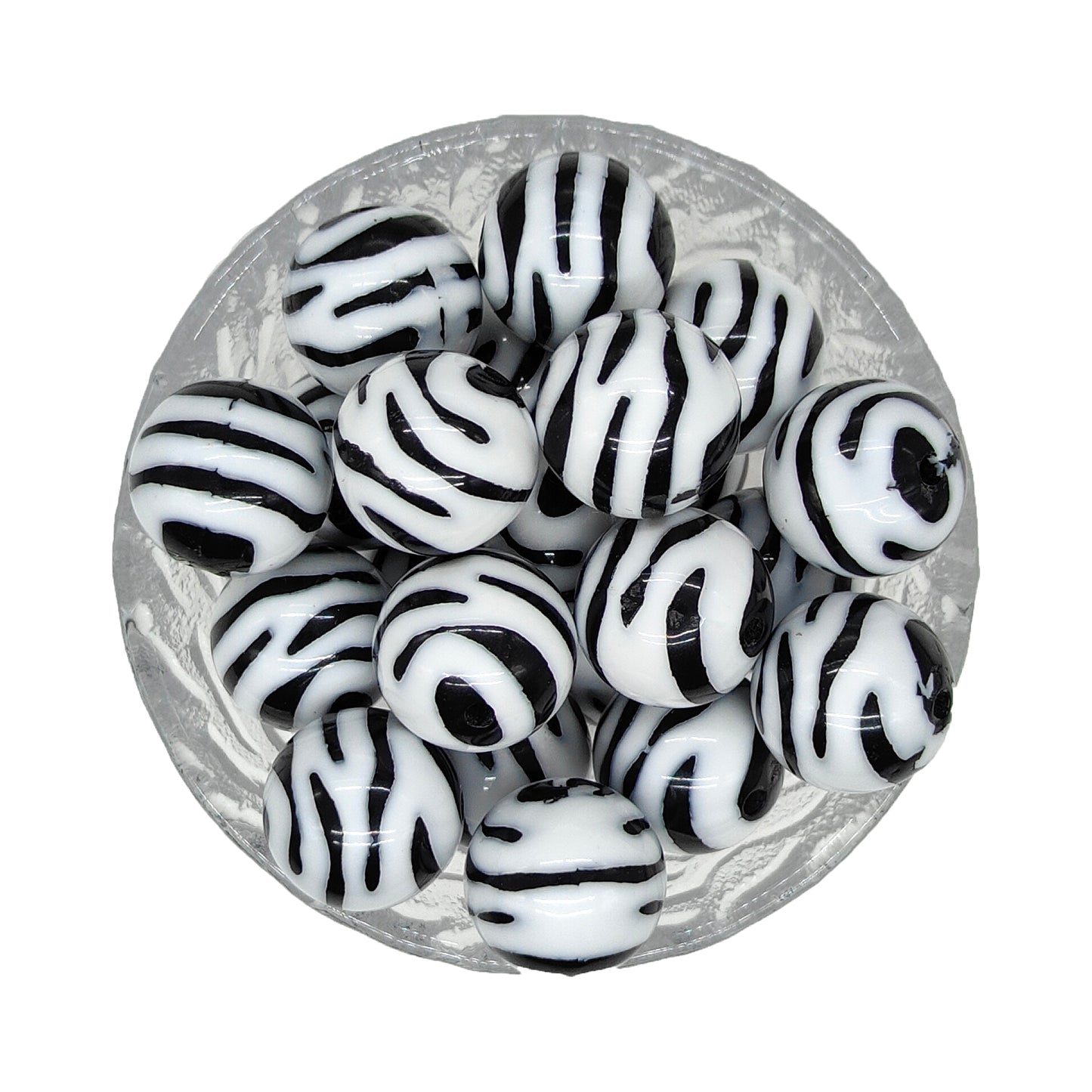 20mm Zebra Print Chunky Bubblegum Acrylic Beads