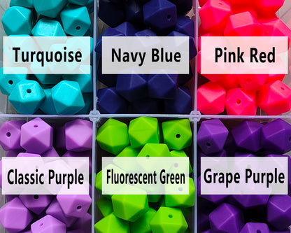 14/17mm Hexagon Silicone Beads #1 - #24