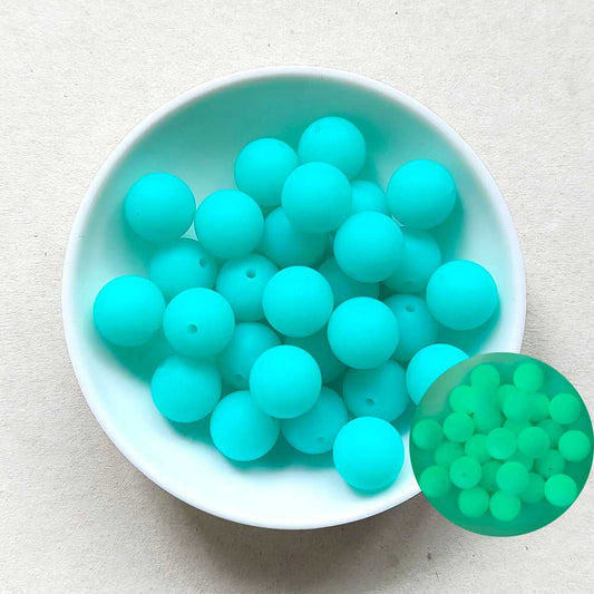12/15mm Green Luminous Silicone Beads - Round - #100