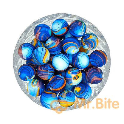 15mm New Round Print Silicone Beads