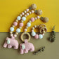 Crochet Elephant Pram Garland Rattle Set - Pink