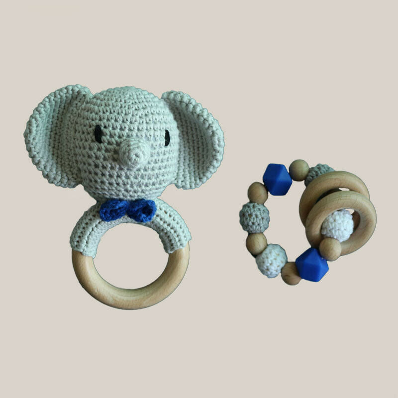 Crochet Elephant Toys Rattle Set