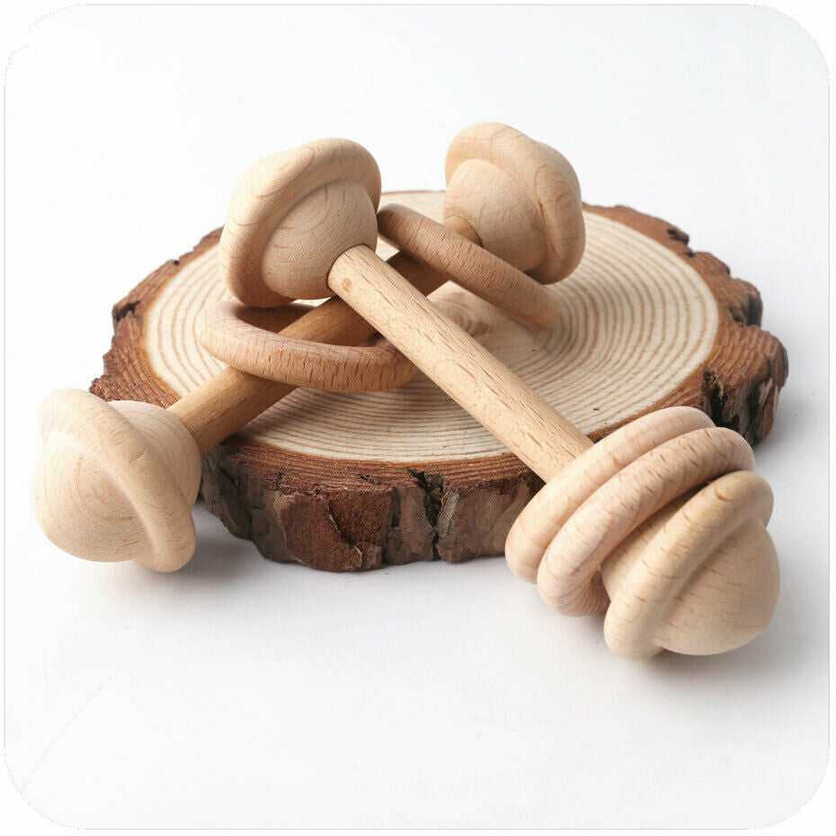 Natural Beech Wood Ring Toy Rattle