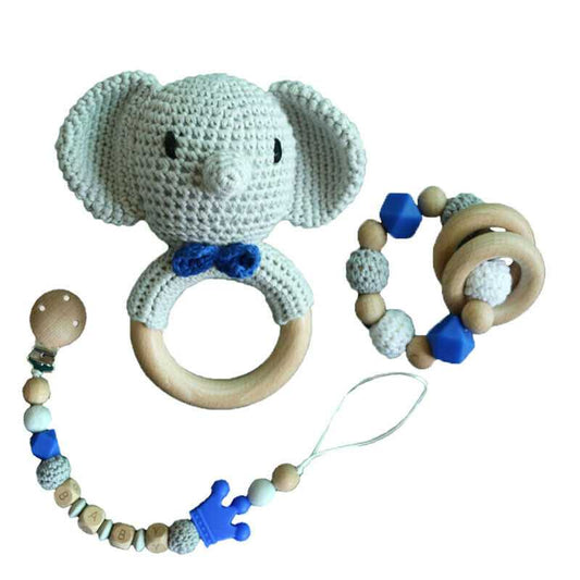 Crochet Elephant Toys Rattle Set