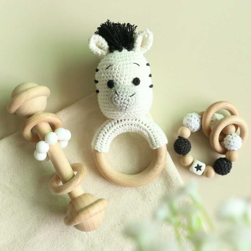Zebra Crochet Rattles Set