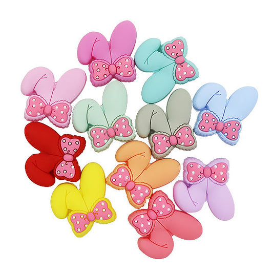 Mix Color Bowknot Rabbit Ears Silicone Beads - 27*25mm