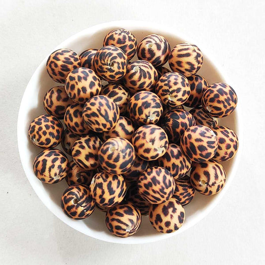 12/15mm Leopard Silicone Beads - Round - #10