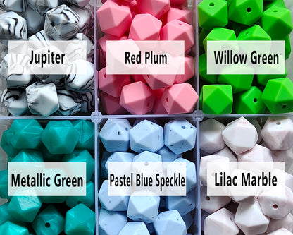 14/17mm Hexagon Silicone Beads #99 - #119