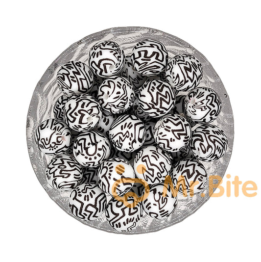 15mm Aztec Silicone Beads - Round