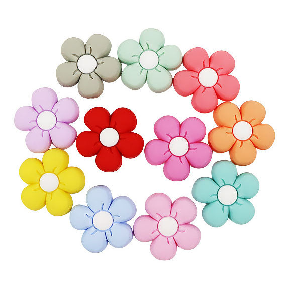 Mix Color Flower Silicone Beads - 26*26mm