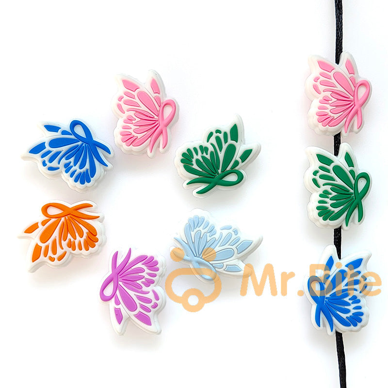 5-50Pcs Butterfly Ribbon Breast Cancer Awareness Focal