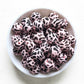 12/15mm Pink Cow Print Silicone Beads - Round - #132