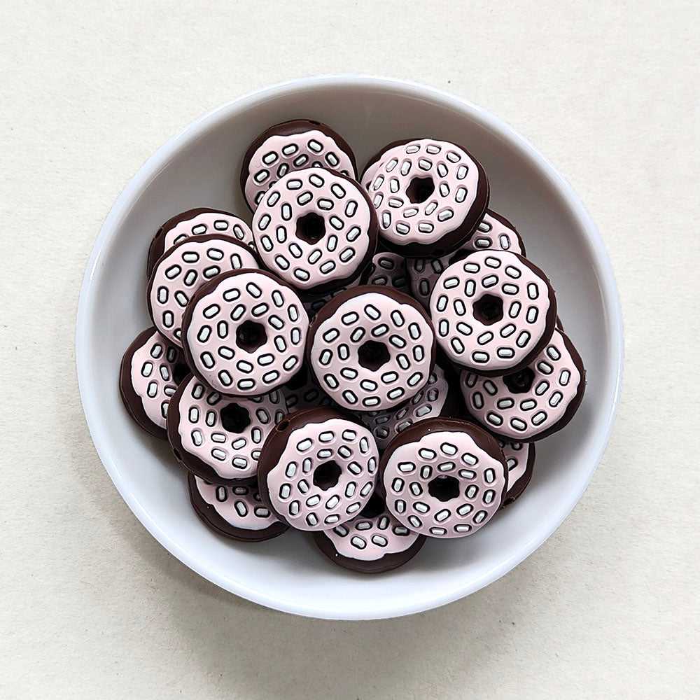 Chocolate - Donut Silicone Beads 22mm