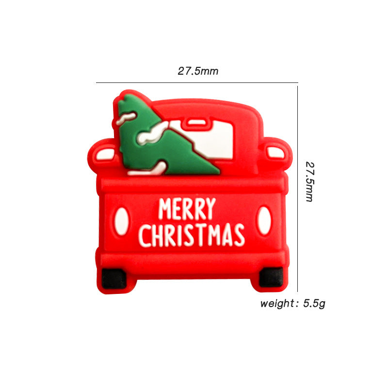 Silicone Merry Christmas Truck Focal Beads 27.5*27.5mm