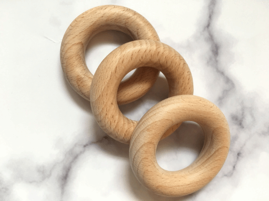 1-100Pcs Thick 65MM Organic Beech Wooden Circle Ring Unfinished