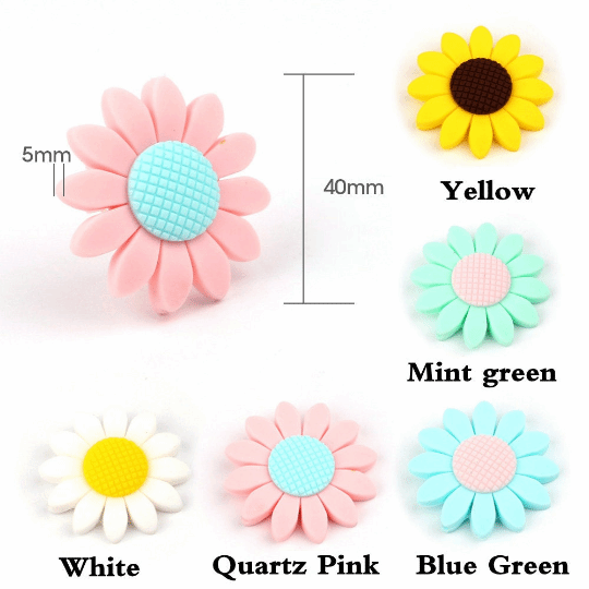 Sunflower Silicone Beads - 40mm
