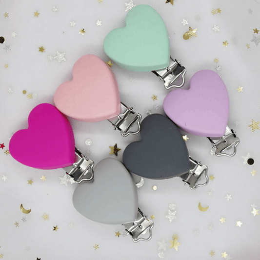 Heart Silicone Pacifier Clips