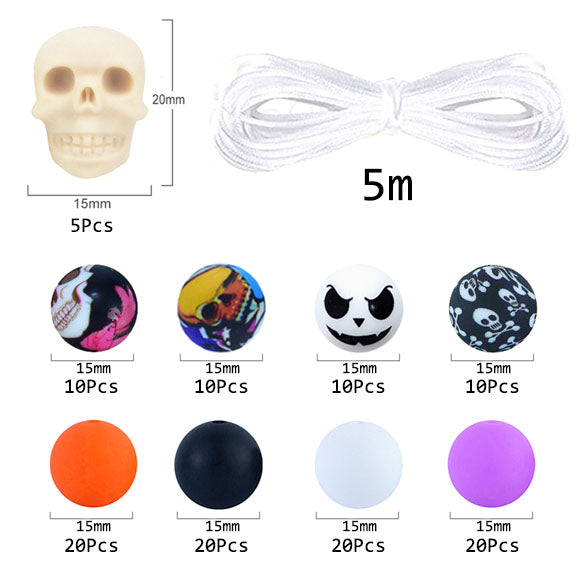 125Pcs Halloween Assorted Silicone Beads Kit