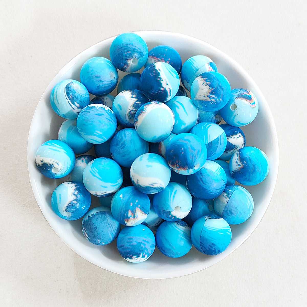 12/15mm Sea Wave Print Silicone Beads - Round - #24