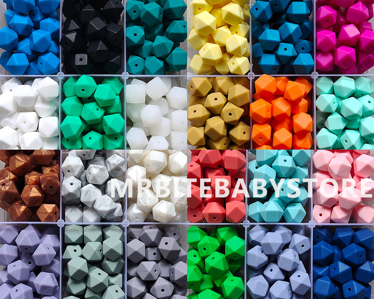 14/17mm Hexagon Silicone Beads #26 - #50