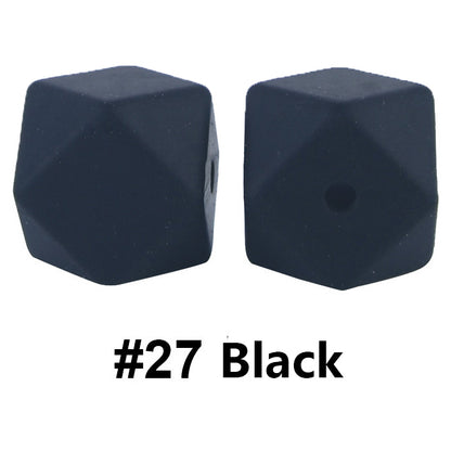 14/17mm - Black Silicone Beads - Hexagon - #27