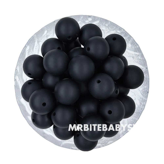 12/15mm - Black Silicone Beads - Round - #27