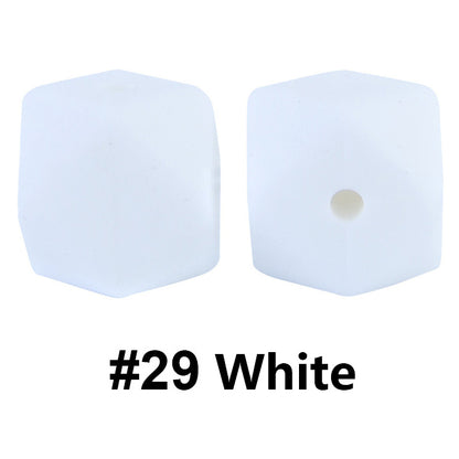 14/17mm - White Silicone Beads - Hexagon - #29
