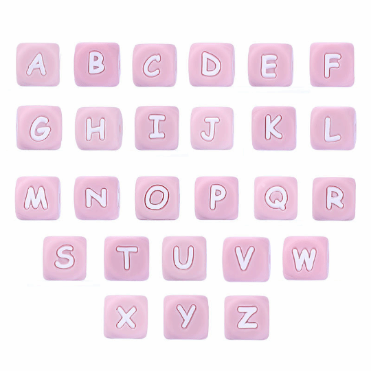 12mm Silicone Letters Beads, English Alphabet Letter Beads