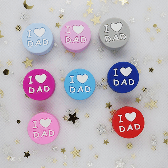 I LOVE Mom Dad Silicone Beads 12*20mm