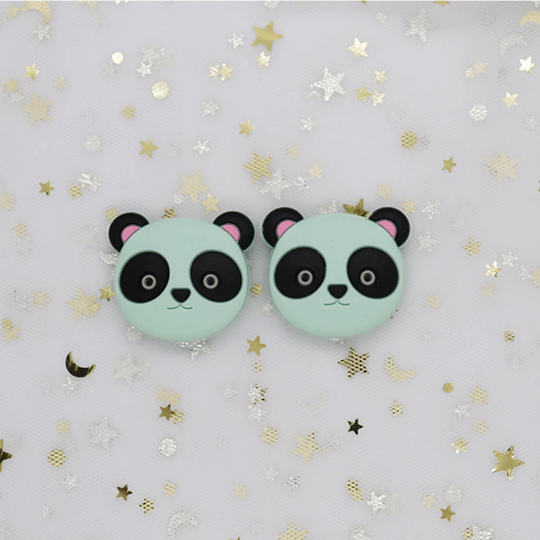 Panda Head Silicone Beads 25x26mm