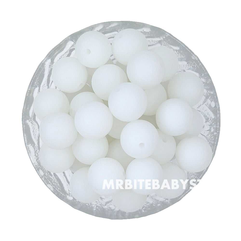 12/15mm - Ice White Silicone Beads - Round - #31