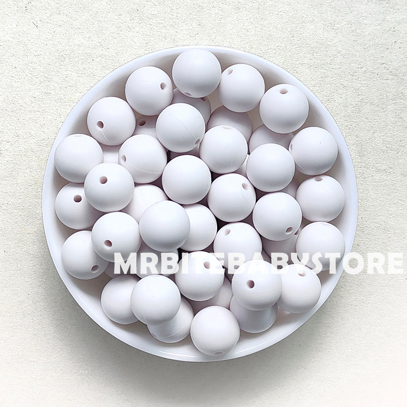 15mm - Gypsum White Silicone Beads - Round